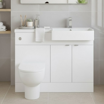 Hudson Reed Fusion RH Combination Unit with Square Semi Recessed Basin 1100mm Wide - Gloss White