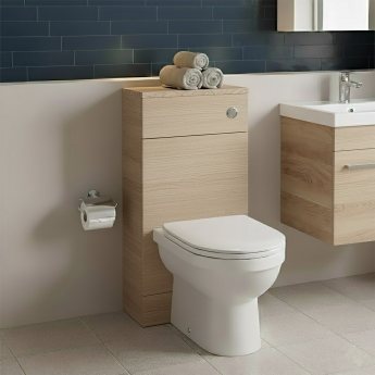 Hudson Reed Fusion Compact WC Unit with Coloured Worktop 500mm Wide - Bleached Oak | Product Image