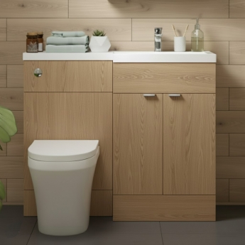 Hudson Reed Fusion RH Combination Unit with 600mm WC Unit - 1200mm Wide - Bleached Oak | Product Image