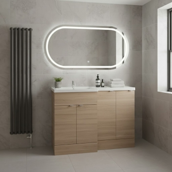 Hudson Reed Fusion LH Combination Unit with 300mm Base Unit - 1200mm Wide - Bleached Oak | Product Image