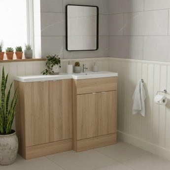 Hudson Reed Fusion RH Combination Unit with 300mm Base Unit - 1200mm Wide - Bleached Oak | Product Image