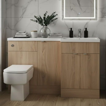 Hudson Reed Fusion RH Combination Unit with 600mm WC Unit - 1500mm Wide - Bleached Oak | Product Image