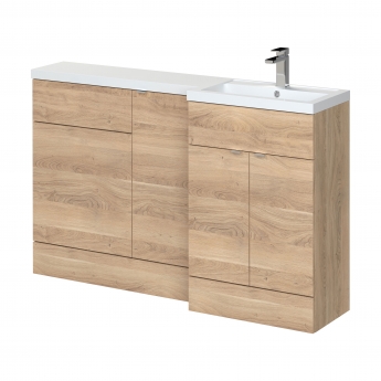 Hudson Reed Fusion RH Combination Unit with 500mm WC Unit - 1500mm Wide - Bleached Oak | Product Image