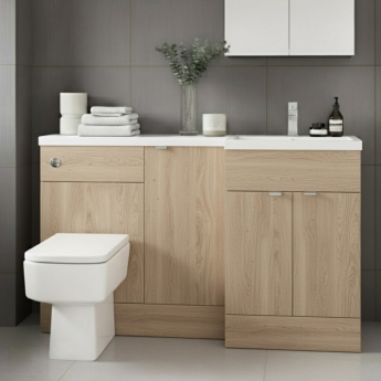 Hudson Reed Fusion RH Combination Unit with 500mm WC Unit - 1500mm Wide - Bleached Oak | Product Image