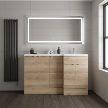 Hudson Reed Fusion RH Combination Unit with 300mm Base Unit x 3 - 1500mm Wide - Bleached Oak | Product Image