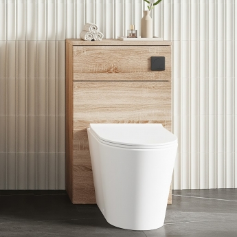 Hudson Reed Fusion Compact WC Unit with Coloured Worktop 600mm Wide - Bleached Oak | Product Image