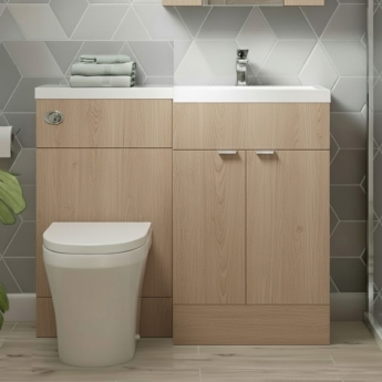 Hudson Reed Fusion RH Combination Unit with 500mm WC Unit - 1000mm Wide - Bleached Oak | Product Image