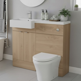 Hudson Reed Fusion LH Combination Unit with Square Semi Recessed Basin 1000mm Wide - Bleached Oak | Product Image