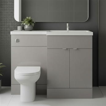 Hudson Reed Fusion RH Combination Unit with L Shape Basin - 1100mm Wide - Pebble Grey