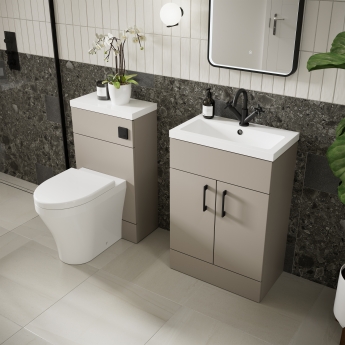 Hudson Reed Fusion Compact WC Unit with Polymarble Worktop 500mm Wide - Pebble Grey | Product Image