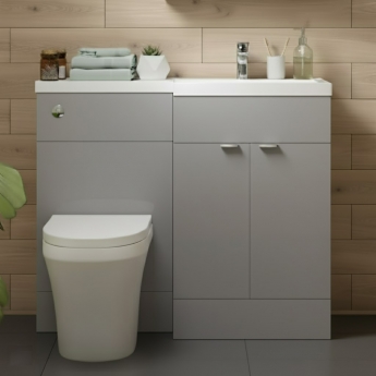 Hudson Reed Fusion RH Combination Unit with 600mm WC Unit - 1200mm Wide - Pebble Grey | Product Image