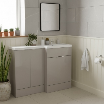 Hudson Reed Fusion RH Combination Unit with 300mm Base Unit - 1200mm Wide - Pebble Grey | Product Image