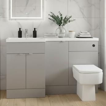 Hudson Reed Fusion LH Combination Unit with 600mm WC Unit - 1500mm Wide - Pebble Grey | Product Image
