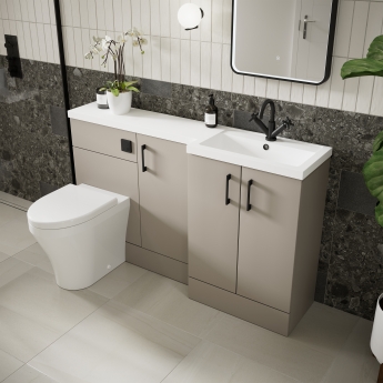 Hudson Reed Fusion RH Combination Unit with 600mm WC Unit - 1500mm Wide - Pebble Grey | Product Image