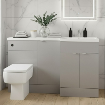 Hudson Reed Fusion RH Combination Unit with 600mm WC Unit - 1500mm Wide - Pebble Grey | Product Image