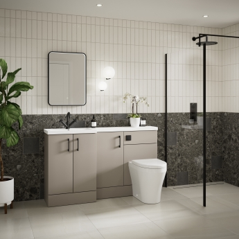 Hudson Reed Fusion LH Combination Unit with 500mm WC Unit - 1500mm Wide - Pebble Grey | Product Image