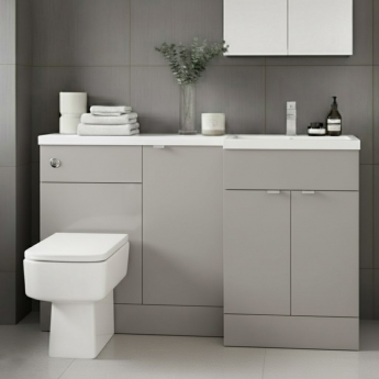 Hudson Reed Fusion RH Combination Unit with 500mm WC Unit - 1500mm Wide - Pebble Grey | Product Image