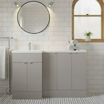 Hudson Reed Fusion LH Combination Unit with 300mm Base Unit x 3 - 1500mm Wide - Pebble Grey | Product Image