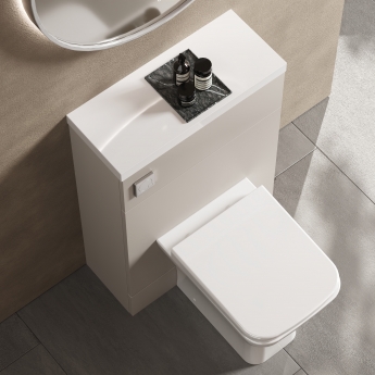 Hudson Reed Fusion Compact WC Unit with Polymarble Worktop 600mm Wide - Pebble Grey | Product Image