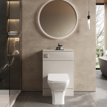 Hudson Reed Fusion Compact WC Unit with Coloured Worktop 600mm Wide - Pebble Grey | Product Image