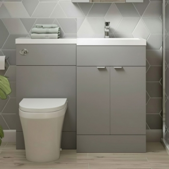 Hudson Reed Fusion RH Combination Unit with 500mm WC Unit - 1000mm Wide - Pebble Grey