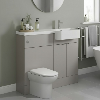 Hudson Reed Fusion RH Combination Unit with Round Semi Recessed Basin 1000mm Wide - Pebble Grey