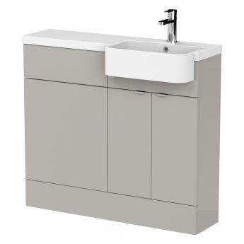 Hudson Reed Fusion RH Combination Unit with Round Semi Recessed Basin 1000mm Wide - Pebble Grey