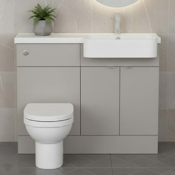 Hudson Reed Fusion RH Combination Unit with Round Semi Recessed Basin 1100mm Wide - Pebble Grey | Product Image