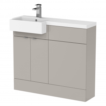 Hudson Reed Fusion LH Combination Unit with Square Semi Recessed Basin 1000mm Wide - Pebble Grey