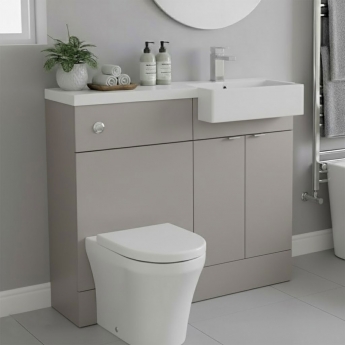 Hudson Reed Fusion RH Combination Unit with Square Semi Recessed Basin 1000mm Wide - Pebble Grey