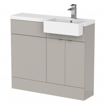 Hudson Reed Fusion RH Combination Unit with Square Semi Recessed Basin 1000mm Wide - Pebble Grey