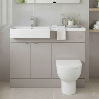 Hudson Reed Fusion LH Combination Unit with Square Semi Recessed Basin 1100mm Wide - Pebble Grey
