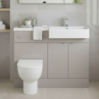 Hudson Reed Fusion RH Combination Unit with Square Semi Recessed Basin 1100mm Wide - Pebble Grey
