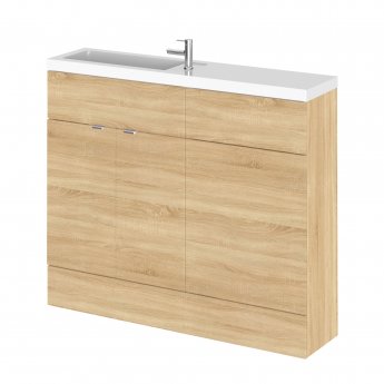 Hudson Reed Fusion Compact Combination Unit with Slimline Basin - 1000mm Wide - Natural Oak