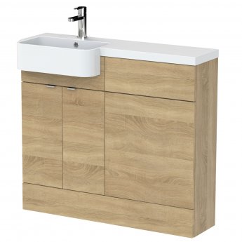 Hudson Reed Fusion LH Combination Unit with Round Semi Recessed Basin 1000mm Wide - Natural Oak