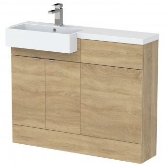 Hudson Reed Fusion LH Combination Unit with Square Semi Recessed Basin 1100mm Wide - Natural Oak
