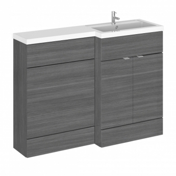 Hudson Reed Fusion RH Combination Unit with L Shape Basin - 1100mm Wide - Anthracite Woodgrain