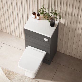 Hudson Reed Fusion WC Unit with Polymarble Worktop 500mm Wide - Anthracite Woodgrain