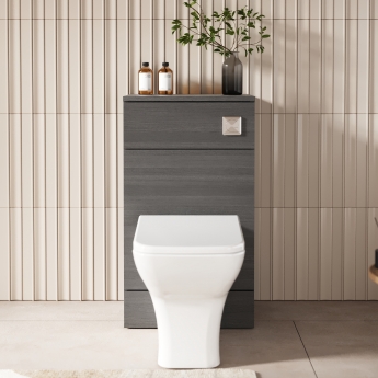 Hudson Reed Fusion WC Unit with Coloured Worktop 500mm Wide - Anthracite Woodgrain