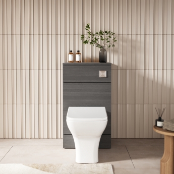 Hudson Reed Fusion WC Unit with Coloured Worktop 500mm Wide - Anthracite Woodgrain