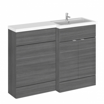 Hudson Reed Fusion RH Combination Unit with 600mm WC Unit - 1200mm Wide - Anthracite Woodgrain