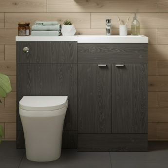 Hudson Reed Fusion RH Combination Unit with 600mm WC Unit - 1200mm Wide - Anthracite Woodgrain
