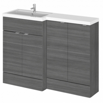 Hudson Reed Fusion LH Combination Unit with 300mm Base Unit - 1200mm Wide - Anthracite Woodgrain