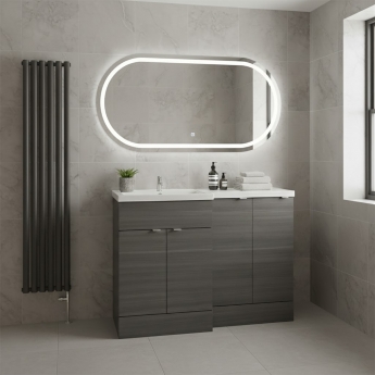 Hudson Reed Fusion LH Combination Unit with 300mm Base Unit - 1200mm Wide - Anthracite Woodgrain