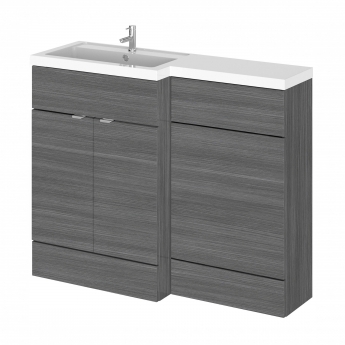 Hudson Reed Fusion LH Combination Unit with 600mm WC Unit - 1200mm Wide - Anthracite Woodgrain