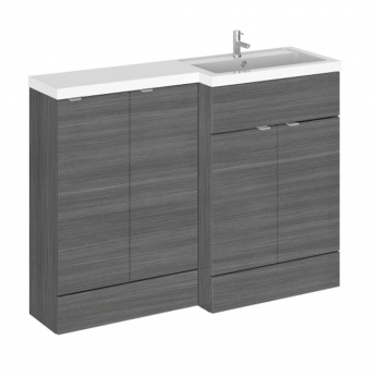 Hudson Reed Fusion RH Combination Unit with 300mm Base Unit - 1200mm Wide - Anthracite Woodgrain