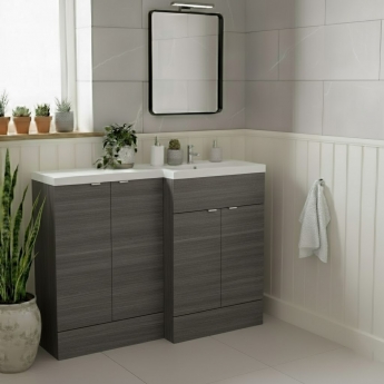 Hudson Reed Fusion RH Combination Unit with 300mm Base Unit - 1200mm Wide - Anthracite Woodgrain