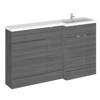 Hudson Reed Fusion RH Combination Unit with 600mm WC Unit - 1500mm Wide - Anthracite Woodgrain