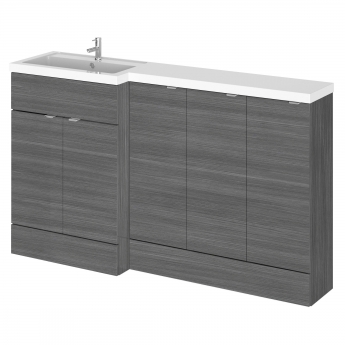 Hudson Reed Fusion LH Combination Unit with 300mm Base Unit x 3 - 1500mm Wide - Anthracite Woodgrain