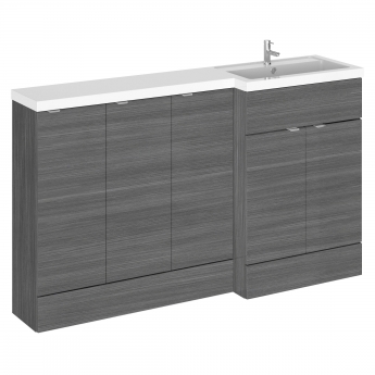 Hudson Reed Fusion RH Combination Unit with 300mm Base Unit x 3 - 1500mm Wide - Anthracite Woodgrain | Product Image